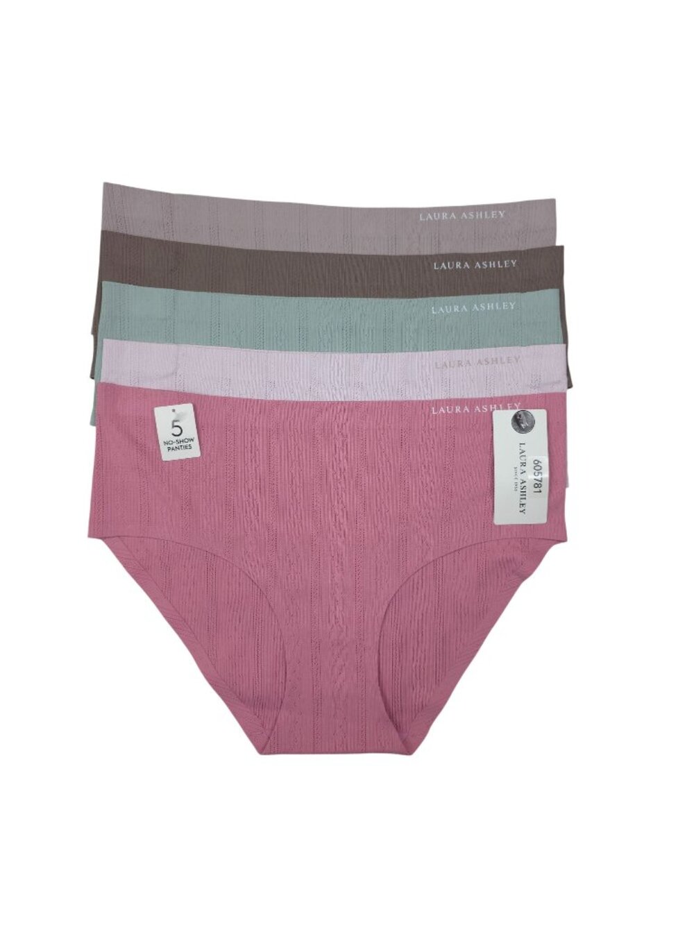 Laura Ashley Womens 5-Pack No-Show Panties Medium Multi-Color Seamless Comfort